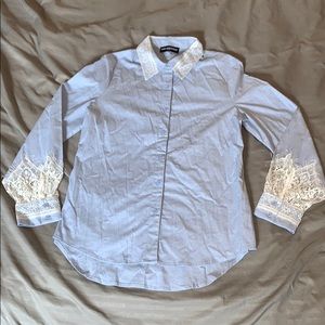 Karl Lagerfeld Blue Button Down Top